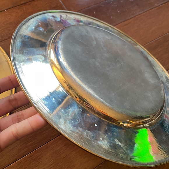 Set of 2 Brass Charger Plates-Vintage 11 3/4” India - Picture 7 of 12